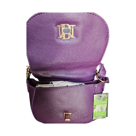 Badgley Mischka Quilted Chloe Pearl Crossbody Bag - Plum - Picture 5 of 7